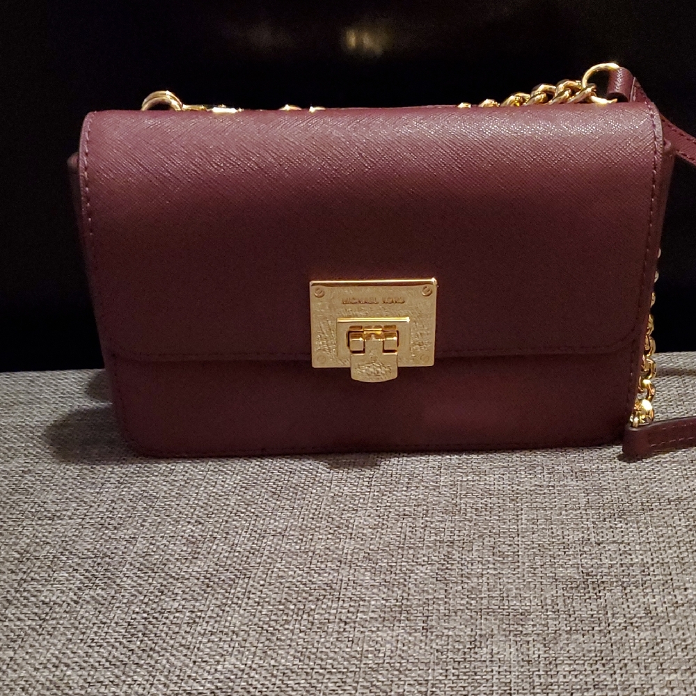 Michael Kors Plum Crossbody Bag with Gold Accents